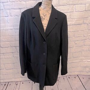 Nordstrom Coat Virgin Wool Cashmere Blend Italy Pockets Size 16 Black